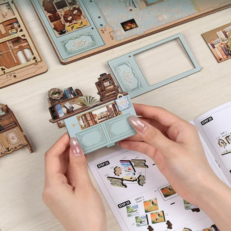 Mini Book Nook Kit-Muse bookstore DIY Wooden Puzzle - Miniature House