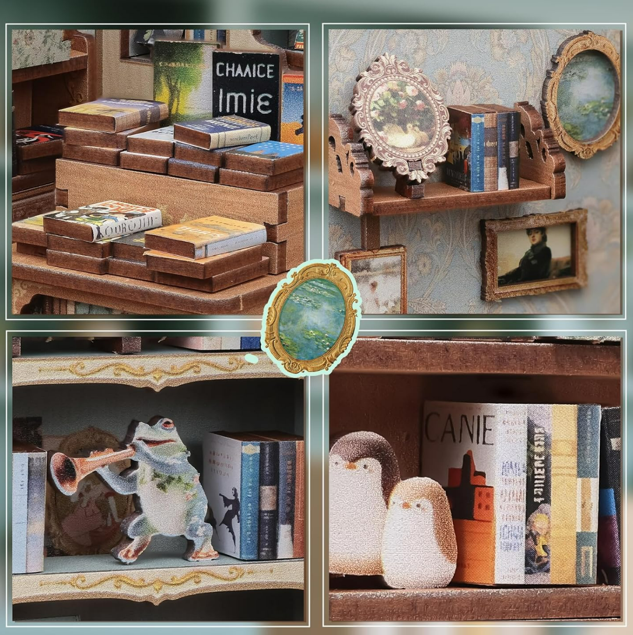 Mini Book Nook Kit-Muse bookstore DIY Wooden Puzzle - Miniature House
