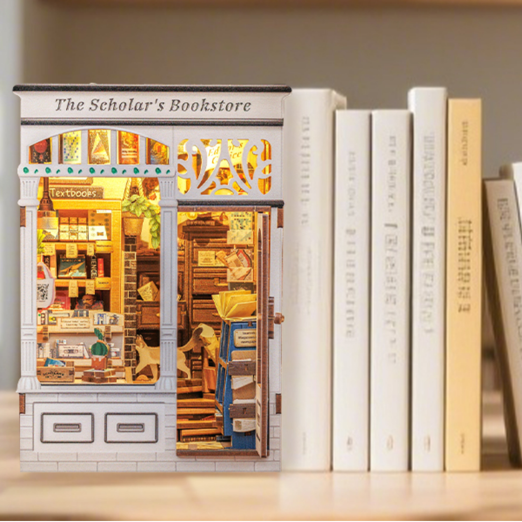 Mini Book Nook Kit-The scholar's bookstore DIY Wooden Puzzle - Miniature House