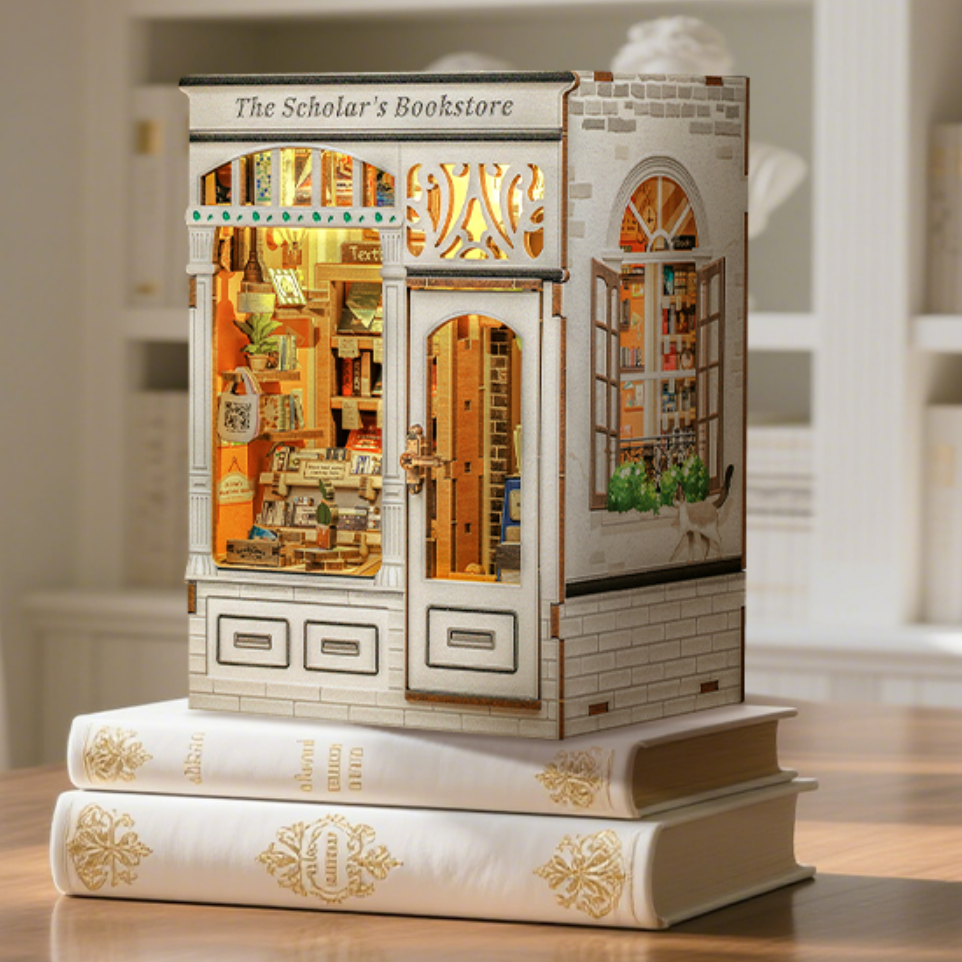 Mini Book Nook Kit-The scholar's bookstore DIY Wooden Puzzle - Miniature House