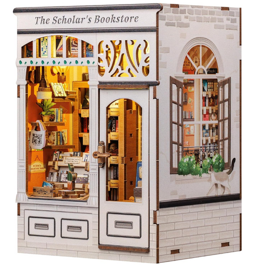Mini Book Nook Kit-The scholar's bookstore DIY Wooden Puzzle - Miniature House