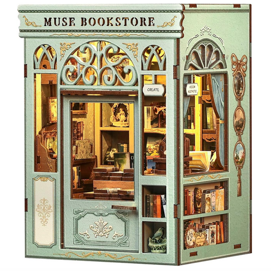 Mini Book Nook Kit-Literature bookstore DIY Wooden Puzzle - Miniature House