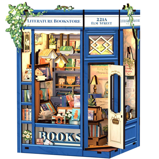 Mini Book Nook Kit-Literature bookstore DIY Wooden Puzzle - Miniature House