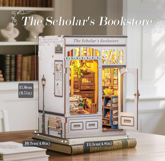 Mini Book Nook Kit-The scholar's bookstore DIY Wooden Puzzle - Miniature House