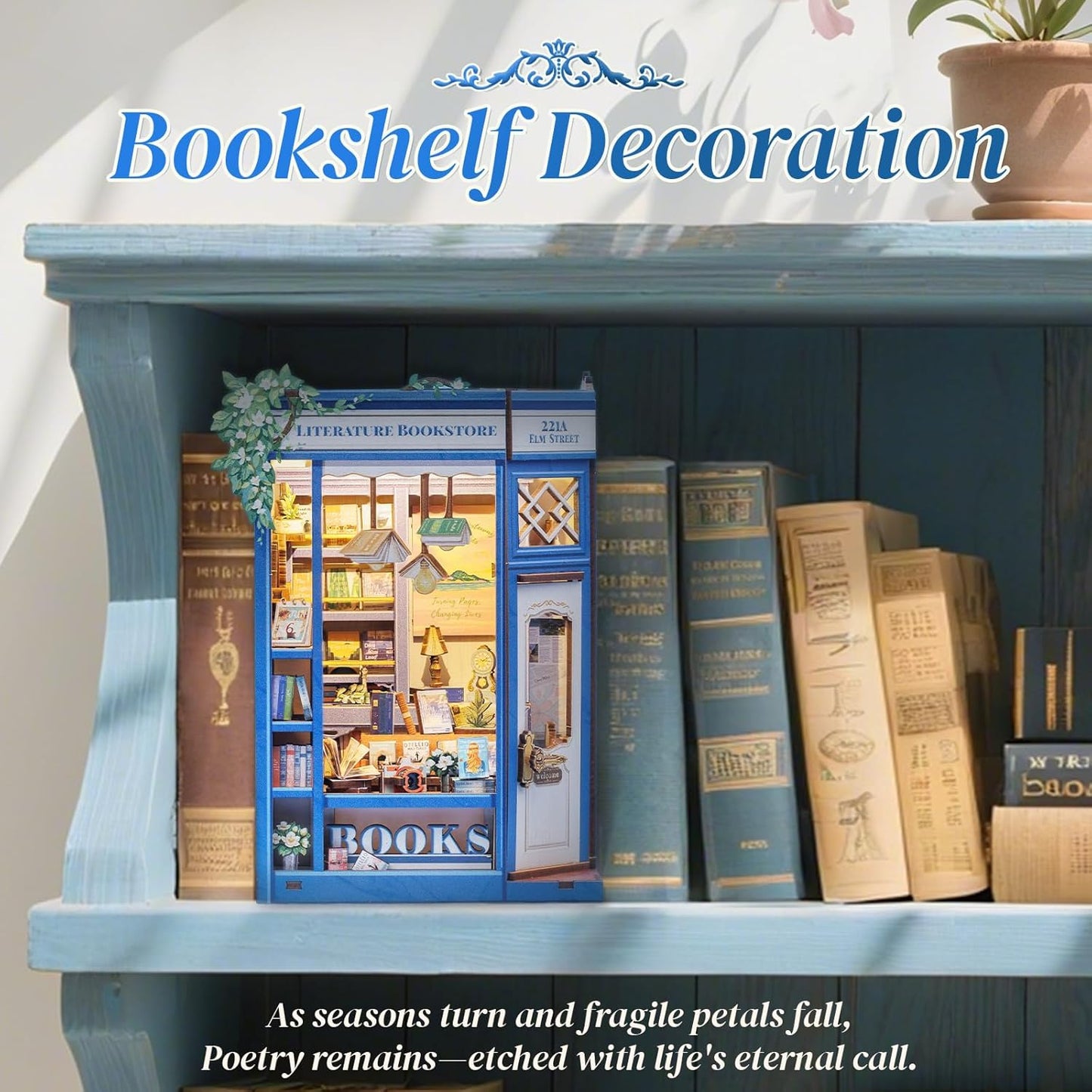 Mini Book Nook Kit-Literature bookstore DIY Wooden Puzzle - Miniature House