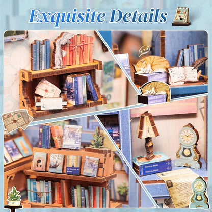 Mini Book Nook Kit-Literature bookstore DIY Wooden Puzzle - Miniature House