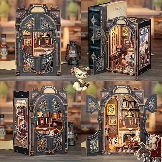 Count Cat's Study Mini-BookNook Kit - DIY Wooden Puzzle - Miniature House